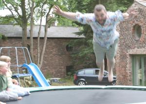 Fat idiot on a trampoline 2