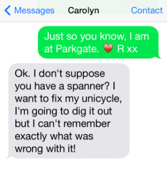 Carolyn's unicycle SMS