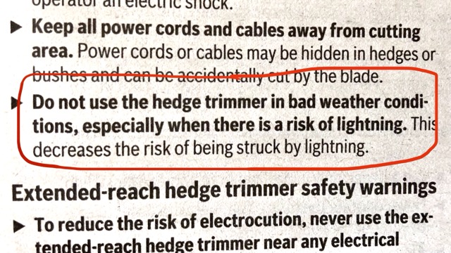 Hedge trimmer safety advice